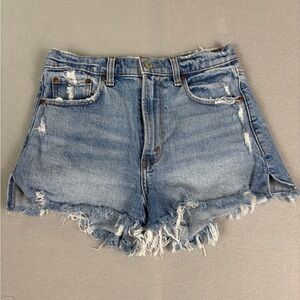 Abercrombie & Fitch Blue Frayed Jean Shorts